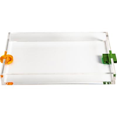 China No Cover Wholesale Customized Sorting Clutter No Cover Rainbow Square Acrylic Tray for sale