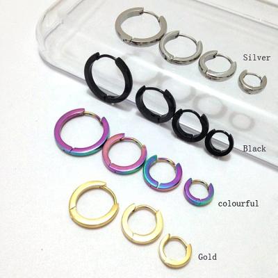 China Punk 2022 Hot Tide Titanium Steel Men And Women Street Dance Narrow Surface 2mm Curved Surface Earrings for sale