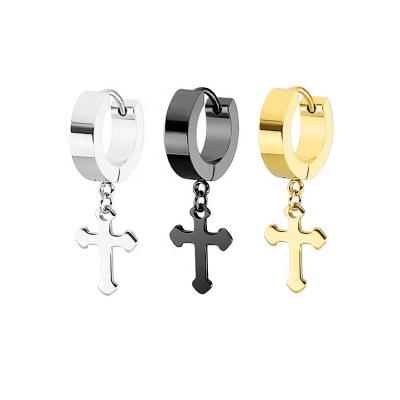 China Punk 2022 Hot BOy And Girl Street Punk Playing Cool Handmade Cross Shape Dangle Charm Round Earring for sale