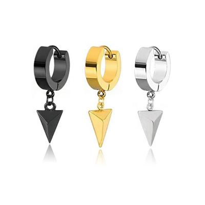 China Punk Trendy 2022 Personalized Hip-Hop Male Street Couple Triangle Pendant Earring Stainless Steel Ear Clasp for sale