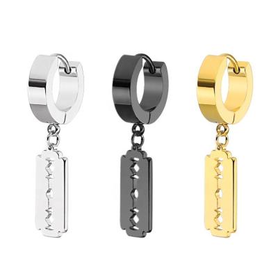 China Punk Street Hip-Hop Style Male And Female Universal Stainless Steel Personalized Creative Blade Dangle Earrings for sale