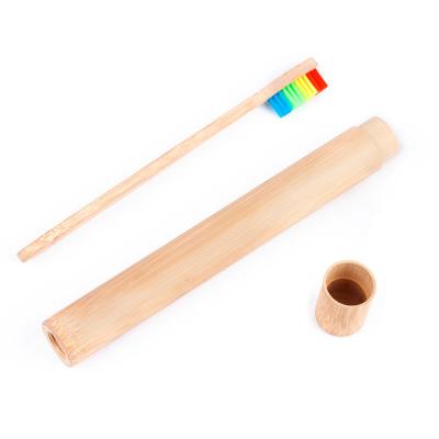 China 100% disposable bamboo toothbrushes and eco-friendly rainbow case for sale