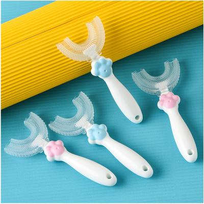 China U Shape 4 Packs Silicone Head Toothbrush Kids Toothbrush For Children 360 Degree U Shaped Toothbrush for sale