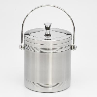 China Amazon Sustainable Best Selling Stainless Steel With Lid Double Layer Insulated Ice Bucket Beer Wine Ice Barrel Cooler for sale