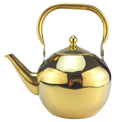 China Factory Direct Commercial Stainless Steel 201 Turkish Kettle 1.2/1.5/2./3/4L Stainless Steel Plating Gold Teapot Viable for sale