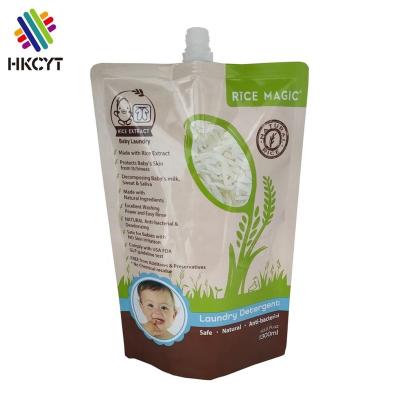 China Custom Printed Mylar Plastic Moisture Proof Holder Up Liquid Laundry Detergent Packaging Bag With Spout for sale