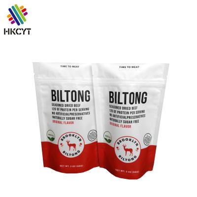 China Customized Zip Lock Security Aluminum Foil Laminated Plastic Food Packaging Bags For Dry Meat By biltong for sale