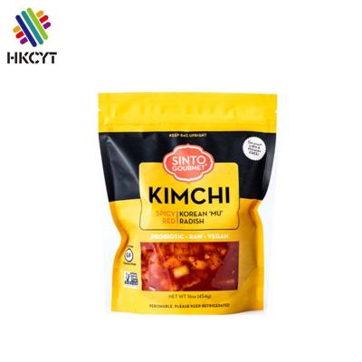 China Wholesale high quality moisture proof stand up kimchi food packaging bag with zipper and clear window for sale