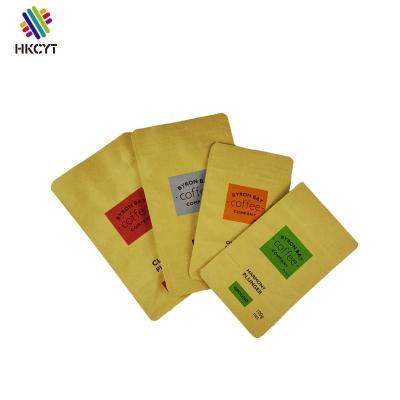 China Moisture Proof Custom Design Logo Kraft Paper Coffee Bag With Valve Flat Bottom Bag for sale