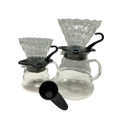 China High Borosilicate Glass Hand Drip Coffee Stored Heat Resistant Pot With Filter Tool Kit for sale