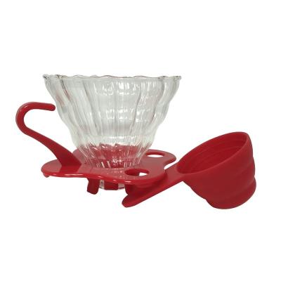 China High Borosilicate Glass Hand Drip Stored Heat Resistant Coffee Filter With Teaspoon for sale