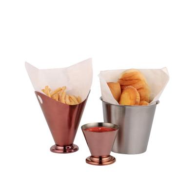 China 304 Stainless Steel French Fries Barrels Snack Bucket For Restaurant Hotel for sale