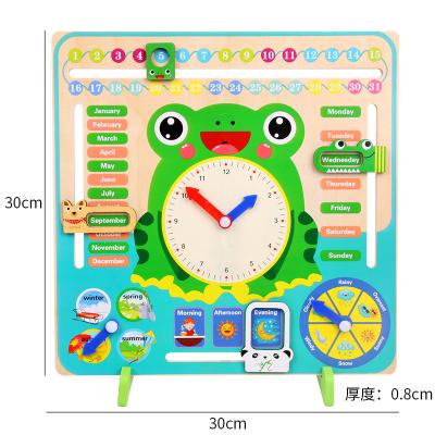 China Multifunctional Cognitive Wooden Gift Calendar Clock Toy with Months Date Time Week Season for sale