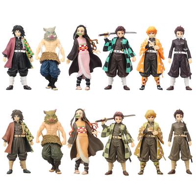 China Custom Cartoon Toy 12 Pcs OEM Maker Kimetsu No Yaiba Agatsuma Zenitsu Kamado Tanjirou Kamado Nezuko Demon Slayer Figure for sale