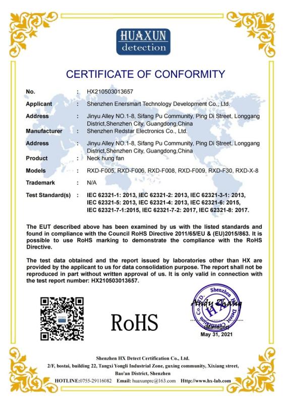 RoHS - Shenzhen Enersmart Technology Development Co., Ltd