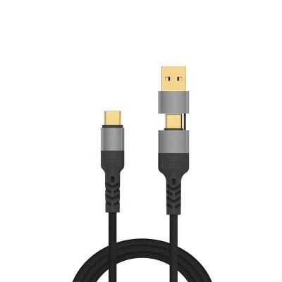 China Mobile Phone PD 60w 20w 18w Braided Nylon Strong 2 In 1 Type C Cable Android Phone Charger Data Cable for sale