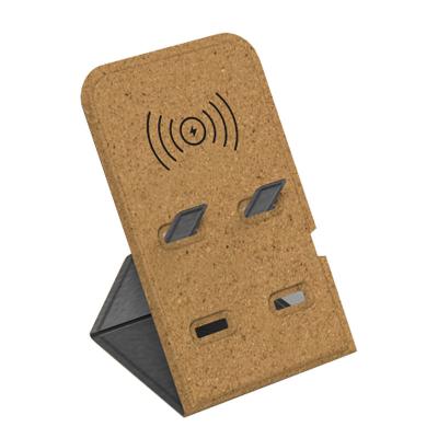 China Mobile Phone Cork Wood Charger Wireless Foldable Tabletop Wireless Charger Portable Charger for sale