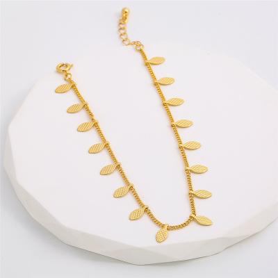 China TRENDY The most precious IFA-2210001Leaf textured chain statement anklet for sale