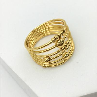 China TRENDY Easy maintenance 18K gold plated brass Beaded brass wire ring for sale