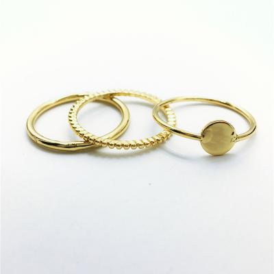 China TRENDY Triple circle ring set 18K gold plated ser ring textured  ring for sale