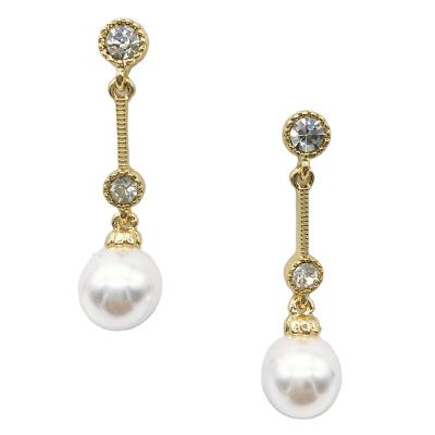 China TRENDY Sophisticated Design Clear stick stone pearl dangle drop earring for sale