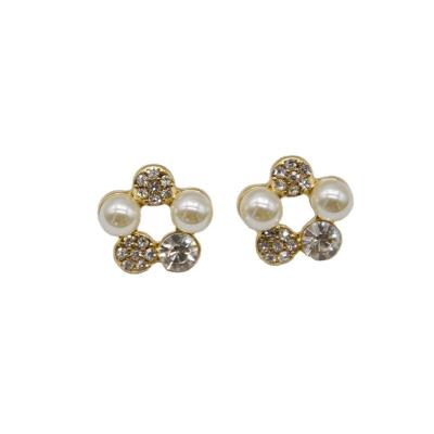 China TRENDY Special process faux pearl and rhinestones Floral earring flower earring for sale