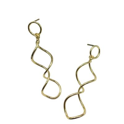 China TRENDY Quality Guaranteed Wholesale Price Swirl wave drop hoop twisted ewire earring for sale