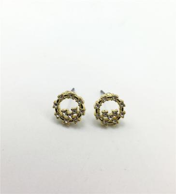 China TRENDY Golden supplier Custom Fit girl Circle stone post stud earring for sale