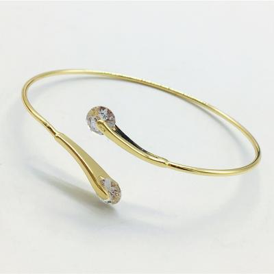 China TRENDY Cheap Price GOLD PLATING Double CZ clear stone open bracelet for sale