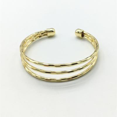 China TRENDY 2022 New Triple line hammered cuff wire triple line open bracelet for sale