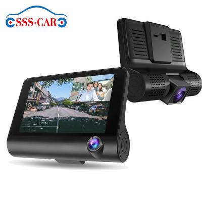 China NIGHT VISION 4 inch hd 3 way inside car dvr 1080p front and rear parking cam 3 lin dash black box car camera sensor video recorder for sale