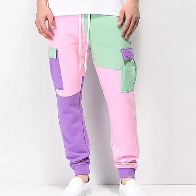 China Custom Breathable OEM Logo Print Logo Sweatpants Men Joggers Pants Casual Pants Color Block Sports Cargo Mens Pants for sale