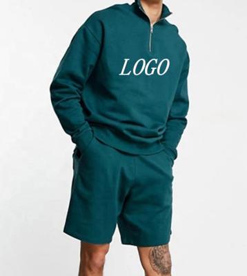 China Wholesale Custom Breathable LOGO Men's Two Piece Shorts Set Gym Blank Casual Tracksuit Blank Hoodie Sportswear Suits for sale