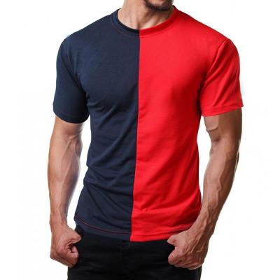 China Wholesale Men's Short Sleeve T-shirt Summer Slim Casual Sports Tank Tops Custom Color Block Fit Logo Printed Breathable Fashion Tees for sale