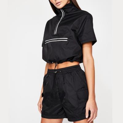 China Two Piece Set Factory Price Slim Fit Women's Crop Zipper Sports Sweatsuit Top Reflective Street Wear Plus OEM High Quality for sale