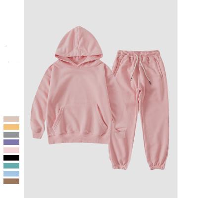 China Accept Custom Made Fall Custom Kids Long Sleeve Pink Cotton Hoodie Girl Two Piece Mask Pants Children Teams Sets Tracksuits Hoodie Sportswear for sale