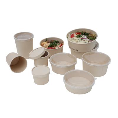 China High Quality Custom Disposable Paper Take Out Hot Salad Bowl With Paper Plastic Lid for sale