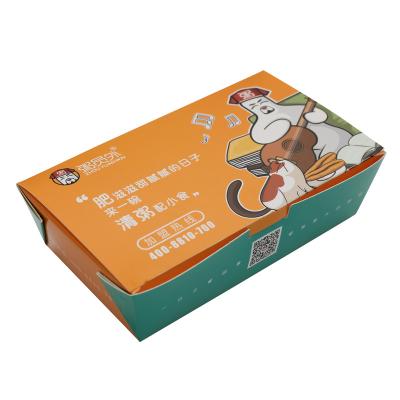 China Factory Direct Sales Disposable Recycled Raw Material Rectangle Salad Fruit Lunch Catering Disposable Fast Food Wrapping Paper Box for sale