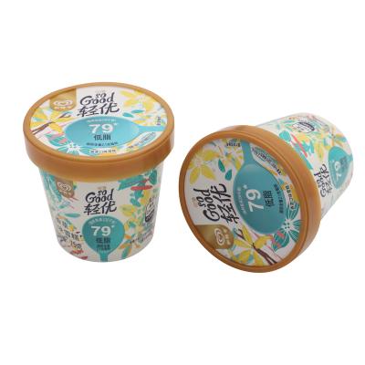 China Disposable Custom Printing 3oz 5oz 9oz Biodegradable Disposable Ice Cream Paper Packaging Cup With Lid for sale