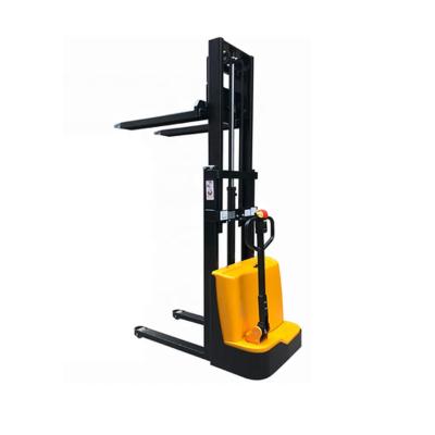 China Hydraulic Semi Electric Stacker Mini Full Electric Walking Stacker Electric Hotels for sale