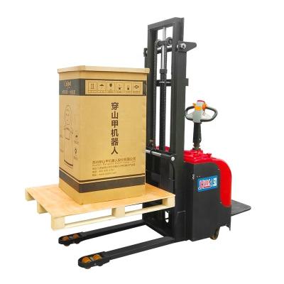 China Hotels Stand Up Electric Hydraulic Drive Big Rider Battery Full Electric Forklift Stacker for sale