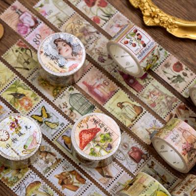 China Waterproof matte stamp sticker rolls custom printed washi tape cinta washi tape die cut flower custom vintage washi tape for scrapbooking for sale