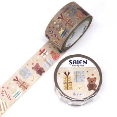 China Wholesale Customized Gift Wrapping Decoration Sticker Printed Christmas Holiday Kawii Washi Self Adhesive Paper Tape Waterproof On Rolls for sale