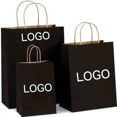 China Factory Price Recyclable Black Kraft Paper Bags With Flat Handle From China Kraft Paper Bag Custom Logo for sale