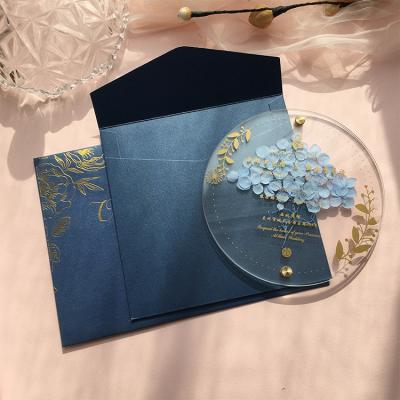 China Europe personalized navy blue wedding cards invitation envelopes paper boda de card tarjeta de invitacin clear acrylic for party for sale