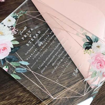 China Europe Customized Wedding Invitation Cards 2022 Luxury Clear Acrylic Wedding Invitation Cards for sale