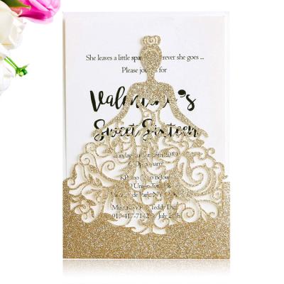 China Custom Europe Wedding Envelope Invitation Paper Printing Gold Stamping Laser Cut Invitation Card Card Luxury Wedding for sale