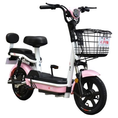 China New cheap carbon steel 48V 12Ah electric bike with front and rear lights 350w daytime running electric bicycle for sale