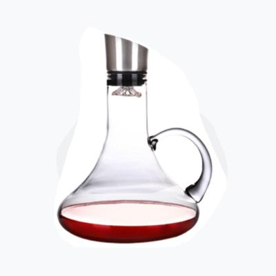 China New classic/postmodern manual lead-free tilted mouth wine glass decanter decanter with handle for sale