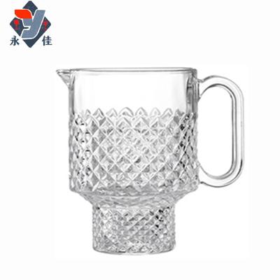 China New Eco-friendly Crystal Transparent Glass Breakfast Cup Juice Folding Drinking Set 650ML for sale